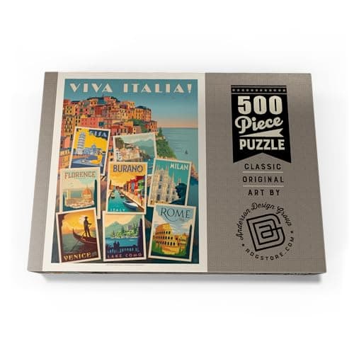 MyPuzzle Italy : Viva Italia ! Collage, Affiche Vintage - Premium 500 Pièces Puzzle - Collection spéciale MyPuzzle de Anderson Design Group