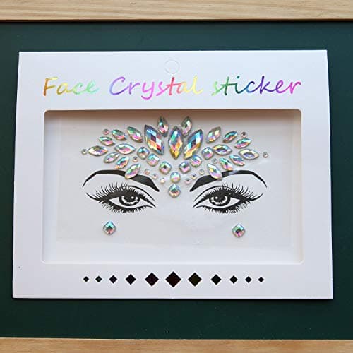 Autocollant Visage 6 feuilles Gemmes de Visage Autocollants pour le Visage en Cristaux pour Yeux Affronter Corps Tatouages Temporaires