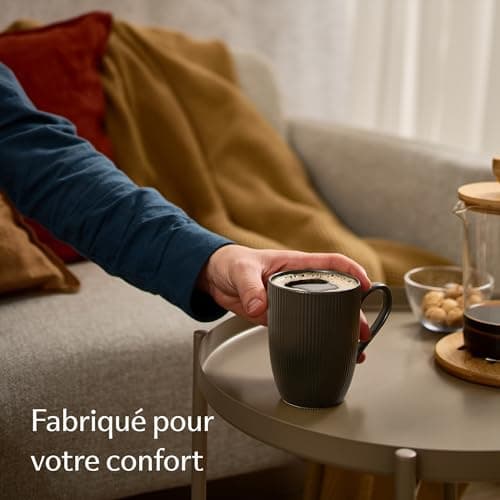 Cosumy Tasse à Café - Lot 6 Tasses à Café Noir - Modèle Unique - Céramique Mate - Résistant Micro-Ondes & Lave-vaisselle - Poignée Confortable