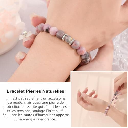 Lueaurra Idee Cadeau pour Femme Bracelet Pierres Naturelles Femme Original Cadeau Ado Fille Cadeaux Noel Femme Cadeau Anniversaire Bracelet Cadeau pour Amie Maman Sœur Maitresse