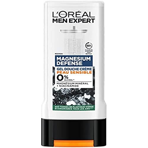 L’Oréal Paris Men Expert Magnesium Defense Gel Douche Crème Peau Sensible 0% 300 ml - Lot de 6