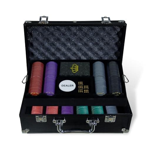 CCLIFE Jeu de Jetons de Poker, 300/500 Jetons de Poker de Casino avec Boîtier en Aluminium, Cartes à Jouer, dés, Dealer