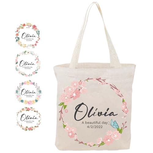 Cozifitgear Sac fourre-tout personnalisé pour la fête des mères pour femmes, sac de transport personnalisé, sac de courses réutilisable, cadeaux pour maman, demoiselles d'honneur, enterrement de vie
