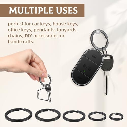 Lot de 75 porte-clés noirs - 30 mm, 28 mm, 25 mm, 20 mm, 15 mm - En acier inoxydable - Pour voiture, maison, clés