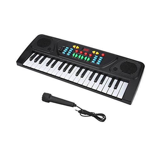 Clavier électronique à 37 touches, piano électronique multifonction avec microphone, piano pour enfants, clavier piano pour débutants, garçons filles, noir