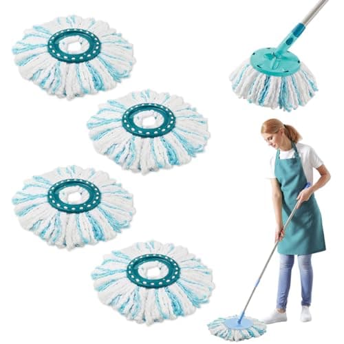 4 Pièces pour Leifheit Têtes de Rechange Clean Twist Disc Mop Micro Kit, Système à 2 Fibres Balai pour Leifheit Serpillière Franges de Remplacement, pour Tous Types de Sols