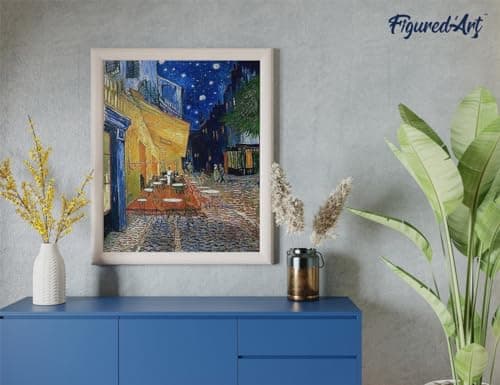 Figured’Art Diamond Painting Broderie Diamant 40x50cm Toile Entière Roulée avec Strass Perles Carrés - Van Gogh Terrasse de Café - Kit Complet 5D DIY Activité Manuelle Loisirs Créatifs Adultes
