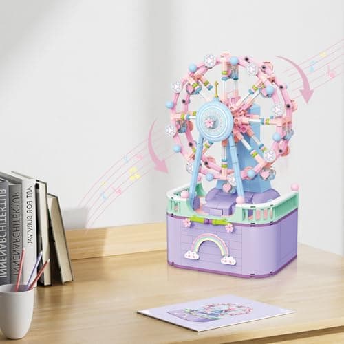 JDMDKB Boîte à Musique Briques, Grande Roue Ensemble de Construction boîte à Musique, pour Enfants à partir de 6 Ans (710pcs)