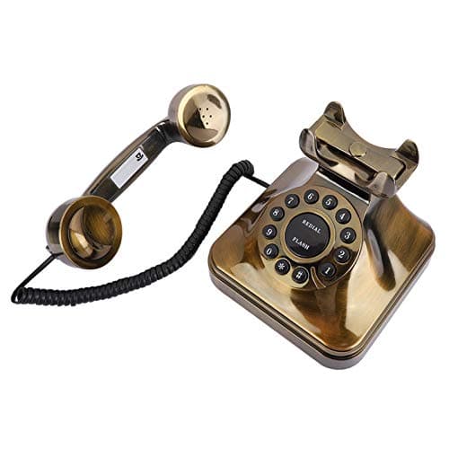 Sorandy Téléphone Antique - Téléphone Fixe Filaire Téléphone de Bureau Téléphone Vintage Rétro Telephone Filaire Grosses Touches pour Maison Bureau Hôtel Salon Décoration - Bronze