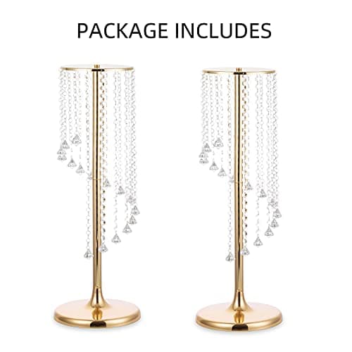 Nuptio Centres Table Mariage Vases Or - 2 Pièces 70cm Haut Vase À Fleurs Cristal Support Fleurs Métal pour Les Décorations Tables Fête