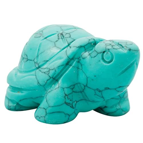 Nupuyai Tortue Figurine Pierre de Poche Sculpté Porte-Bonheur pour la Chance et Richesse, Pierre Semi-Précieuse Cristal Tortue Feng Shui Décoration pour Maison Bureau, Turquoise Howlite Verte