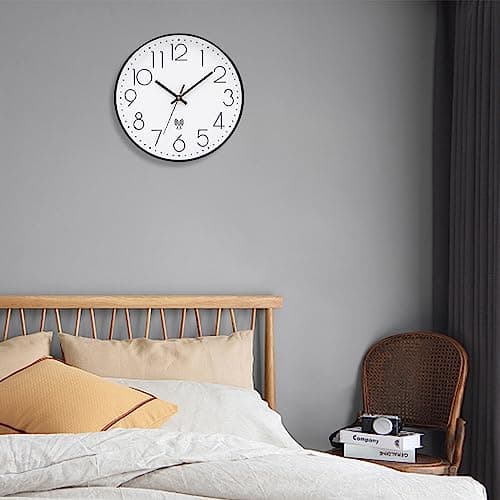 VINILITE Horloge Murale Radio Pilotée Design Moderne avec Movement Silencieux et sans Tic-Tac Pendule Murale de 30cm pour Salon, Cuisine, Bureau, Chambre
