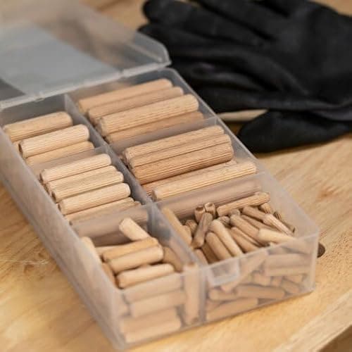 PARCO Chevilles ondulées, chevilles en bois, bouchons en bois, tiges de cheville, aiguilles en bois chanfreinées des deux côtés, assortiment de 200 pièces