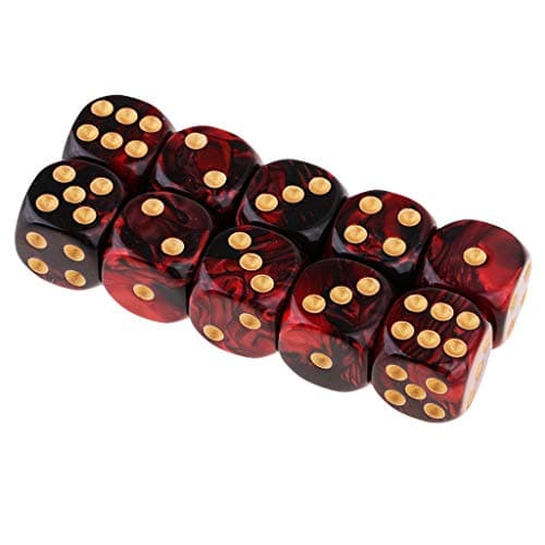 B Blesiya Set 10 Dés à Jouer 6 Faces en Résine Dice D6 D&D TRPG pour Jeux de Société Party Bar -16mm - Rouge + Noir
