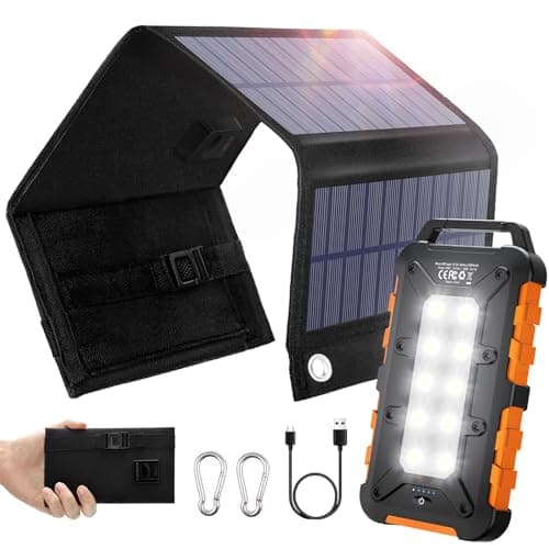 Panneau Solaire Pliable 8W avec Batterie Solaire 26800 mAh PD 15 W Chargeur Solaire QC3.0 USB C Charge Rapide et 4 Sorties Batterie Externe Chargeur Portable pour téléphones Portables, Camping