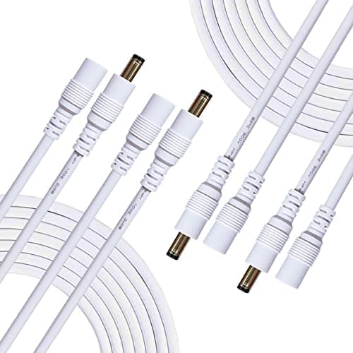 Liwinting 4pcs 2 Mètres Câble D'extension D'alimentation DC 2.5mm x 5.5mm Câble D'extension DC Plug Mâle à Femelle Connecteur pour Adaptateur Secteur, CCTV Camera Power et Plus - Blanc