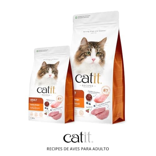Catit Recettes Croquettes pour Chats, à la Volaille, pour Chats Adultes, Aliment Complet, 400 g, Aide à Prévenir la Formation de Touffes de Poils