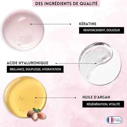 M&F Paris - B.TOX Capillaire Professionnel, Masque à la Kératine, Argan, Acide hyaluronique, Sans Sulfates, Parabènes Formol, Masque Hydratant, Réparateur, Lissant, Soin Tous Types de Cheveux, 1000 ml