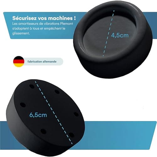 Plemont Patins anti-vibration | FABRIQUÉ EN ALLEMAGNE | Accessoire pour BOSCH, Privileg, AEG, Siemens | Amortisseurs Anti-Vibration | Tapis Anti-Vibration