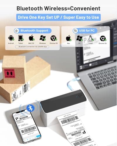 Phomemo Imprimante d'étiquettes Bluetooth 4 x 6 - Imprimante Thermique DHL - Étiquettes d'expédition - Imprimante pour Colis d'expédition - Compatible avec Ebay, Amazon, Etsy, Ups, Wish, Shopify