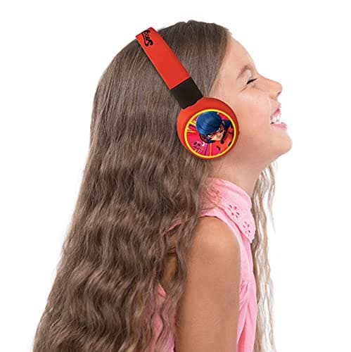 Lexibook Miraculous Casque Audio Enfant 2-en-1 Bluetooth et Filaire Stéréo Sans fil Pliable Ajustable, Rouge, HPBT010MI