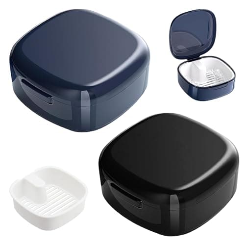 2 Pcs Boite Pour Appareil Dentaire,Boite a Dentier Adulte,Boîte De Rangement Pour Prothèses Dentaires Avec Tamis,Portable Boite Appareil Dentaire,Pour Stocker Des Prothèses Dentaires (Noir,Bleu Roi)