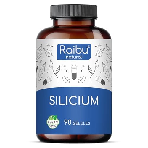Silicium Organique Raibu - 667mg - 90 gélules pour 3 mois - 100% naturel, extrait de bambou - Sans additifs, testé en laboratoire, vegan - Raibu