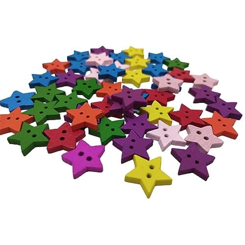 Lot de 160 boutons à coudre, en forme d'étoile, boutons en bois, boutons pour travaux manuels, boutons de couture, boutons pour décorer, boutons pour vêtements, (étoile)