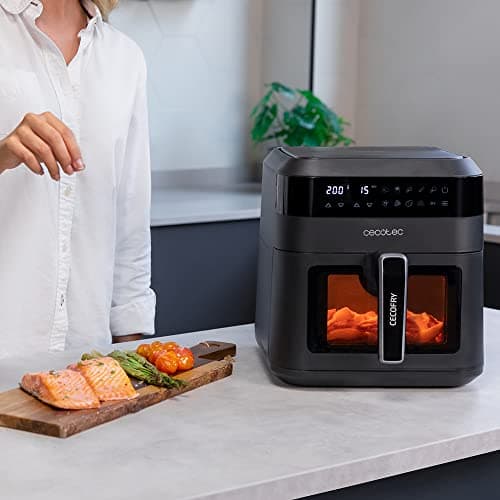 Cecotec Friteuse sans Huile à Air Chaud 6 L Cecofry Experience Window 6000. 1300 W, Technologie PerfectCook, Température réglable, Fenêtre, Panneau Tactile, 9 Modes, Minuterie