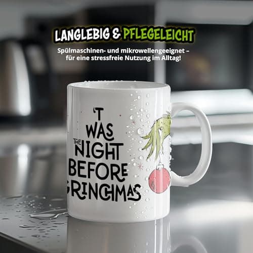 United Labels Grinch Tasse 320 ml, Tasse à café Twas the night before Grinchmas, Tasse à café en céramique, Tasse de Noël drôle