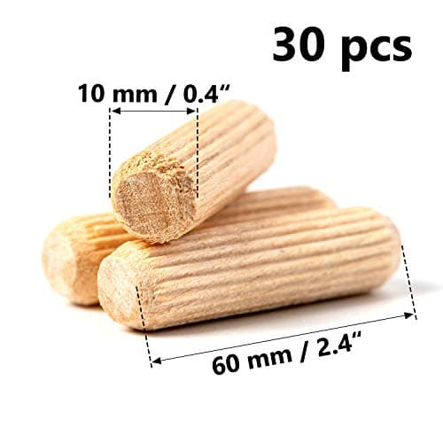 Chevilles en bois pour travaux manuels - 10 ou 20 ou 30 pièces - Assortiment de chevilles cannelées - Pour meubles - Bois de hêtre - Solide et épais - Choisissez votre taille et votre taille