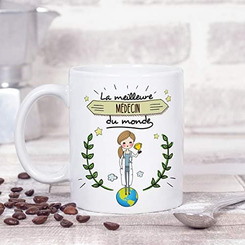 Médecin Tasses Originales de café et Petit-déjeuner à Donner Travailleurs Professionnels - La Meilleure Médecin du Monde - Céramique 350 ML