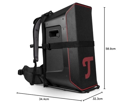 Teufel Rockster Air 2 - Enceinte Bluetooth Portable pour évènements - Jusqu'à 58 Heures de Batterie - Batterie Interchangeable - Fonction Banque d'alimentation