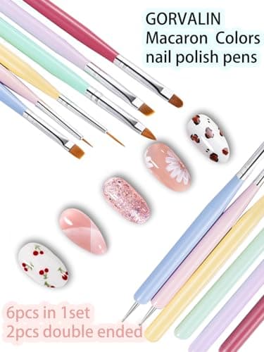 Gorvalin Kit French Manucure Semi Permanent, Rose et Noir Vernis Pinceau Nail Art Ongles Vernis à Ongles Lisse Gel Polish Nail Art Stamper pour French Manucure Nail Art