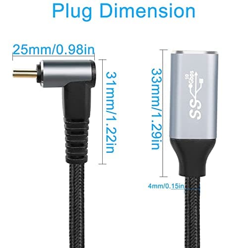GELRHONR Cable USB C vers USB C 90 Degrés, Type c Male vers Type c Femelle Charge Rapide 100W Transfert de Données 10Gbps Supporte Vidéo 4K@60Hz pour Laptop,Tablet,Steam/Deck,S21/S20 (0.25M/0.8Ft)