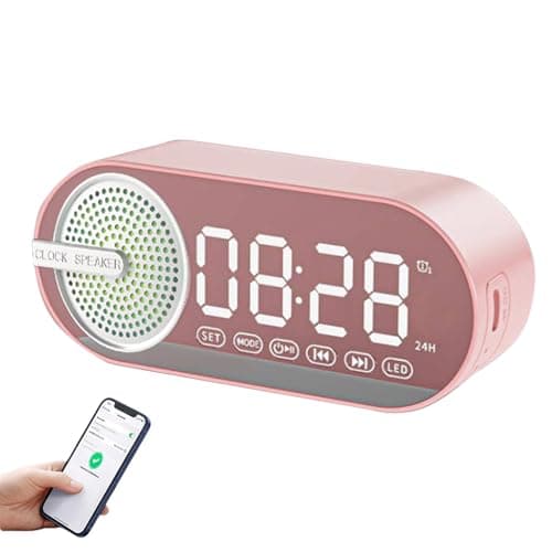 Smileshiney Réveil numérique avec Haut-Parleur | Petit réveil pour Gros dormeu avec Haut-Parleur - Machine sonore réveil sans Fil Vintage Petit Haut-Parleur pour Camping, Voyage, extérieur
