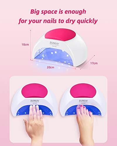SUNUV Lampe de séchage pour ongles pour salon, compatible avec tous les gels, sèche-ongles automatique portable professionnel, 33 LED, 4 réglages de minuterie : 10/30/60/90 secondes