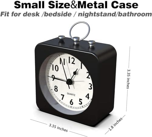 Lesipee Réveil analogique sans tic-tac - Grand cadran avec veilleuse - Réveil analogique à quartz avec alarme puissante - Fonctionne avec piles - Réveil portable pour chambre à coucher, salon, bureau,