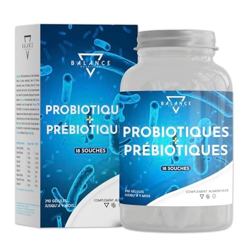 Probiotique Ferments Lactiques - 240 Capsules | Probiotique Flore Intestinale | Spectre Complet de 18 Souches Bactériennes, Lactobacillus Gasseri, Enzymes Digestives, Inuline | 10 Milliards UFC