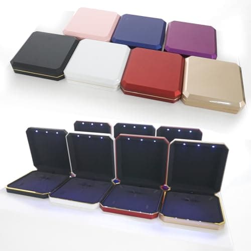 HSLFUAI Big necklace box Présentoir de collier avec lumière LED, grande boîte à colliers, boîtes à colliers pour bijoux
