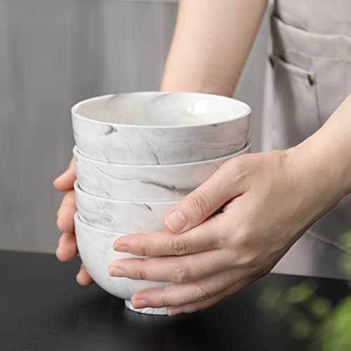 MALACASA Série REGULAR 8 Bols à Céréales Marbre en Porcelaine 420ml, Bols à Petit Déjeuner Ronds 12,8 cm, Bols pour Soupe Salade et Riz