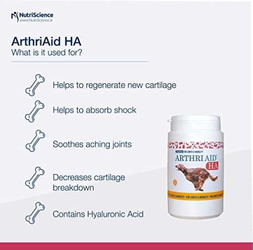 Arthriaid - Poudre d'Acide Hyaluronique Ha - 400 G - pour Chiens et Chats - Complément Alimentaire pour les Articulations et la Mobilité