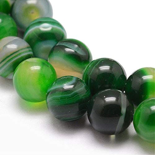Perles en agate rubanée naturelle Diamètre 4 mm, 6 mm ou 8 mm Finition polie ou mate Perles en forme de boule pour la fabrication de bijoux, bracelets, colliers (4 mm, lot de 25 pièces, vert poli)