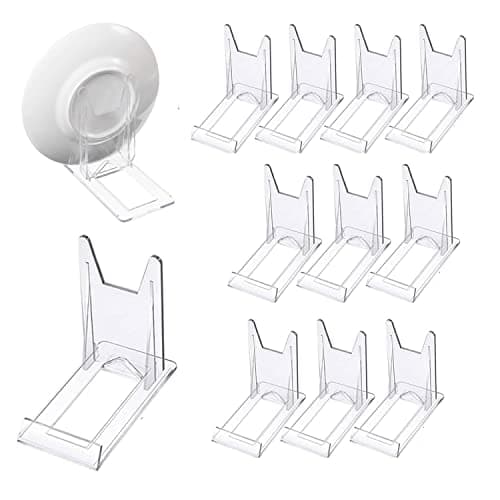 XSEXO 12 PCS Support de Présentation Réglable Transparent Supports de Plaque Affichage en Plastique Chevalets Transparents Présentoir de Livre pour Menu, publicité, Assiette, Photo