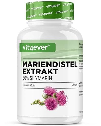 Extrait de chardon-Marie 180 gélules de 500 mg chacune - 80% de silymarine - 6 mois d'approvisionnement - Testé en laboratoire (teneur en ingrédients actifs et pureté) - Hautement dosé - Végétalien