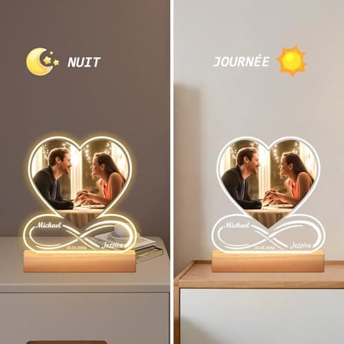 Cadeau Personnalisé Femme & Homme, Cadre Photo Personnalisé avec Photo, Cadeau Noel Femme, Cadeau Personnalisé Couple Copain Copine Original, Idee Cadeau Femme Anniversaire, Noël, Saint Valentin