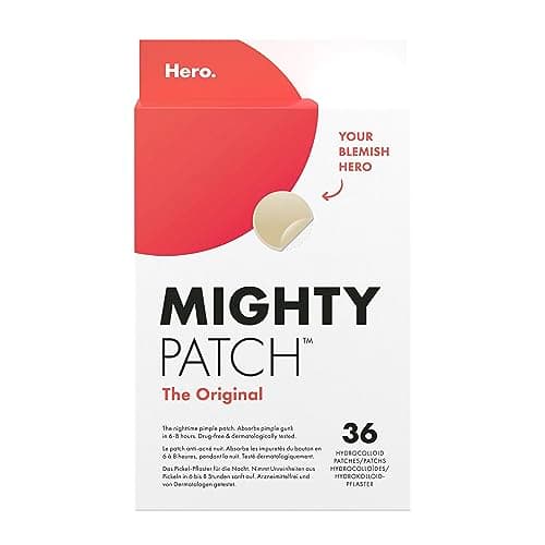 Hero – Mighty Patch Original – anti-acné – hydrocolloïdes – Absorbe les impuretés du bouton en 6 à 8 heures pendant la nuit - boîte de 36 patchs