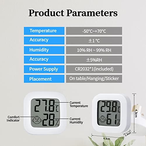 PNGOS Thermomètre Hygrometre Intérieur, 4PCS Mini Termometre Maison Digital Haute Précision, Moniteur de Température et Humidimètre Indicateur du Niveau de Confort pour Maison, Bureau, Chambre