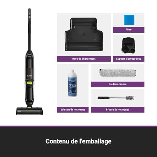EUREKA NEW400 Aspirateur Laveur sans Fil pour Sols Durs,Aspirateur Balai sans Fil Sec et Humide,Autonettoyant,Aspirateur Laveur Eau et Poussière,Longue Autonomie,pour Les Saletés Collantes,Sols Durs