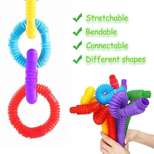 SYEYCW 15 Pièces Pop Tubes Mini Jouets Sensoriels, Jouets Sensoriels de Tuyau Extensible Anti-Stress, pour Enfants, Adultes, Personnes Souffrant d’Autisme, Soulager l'Anxiété et Le Stress, 5 Couleurs
